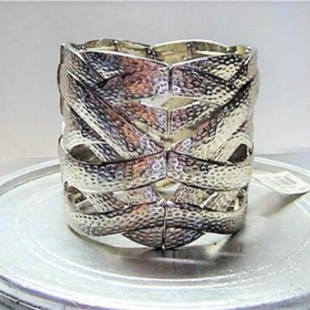 Silver tone Stretch Criss Cross Bracelet